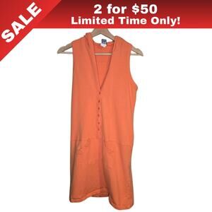 [Sale: 2 for $50!] CHESLEY CORAL HOODED ROMPER VNECK BUTTON FRONT LARGE 0043